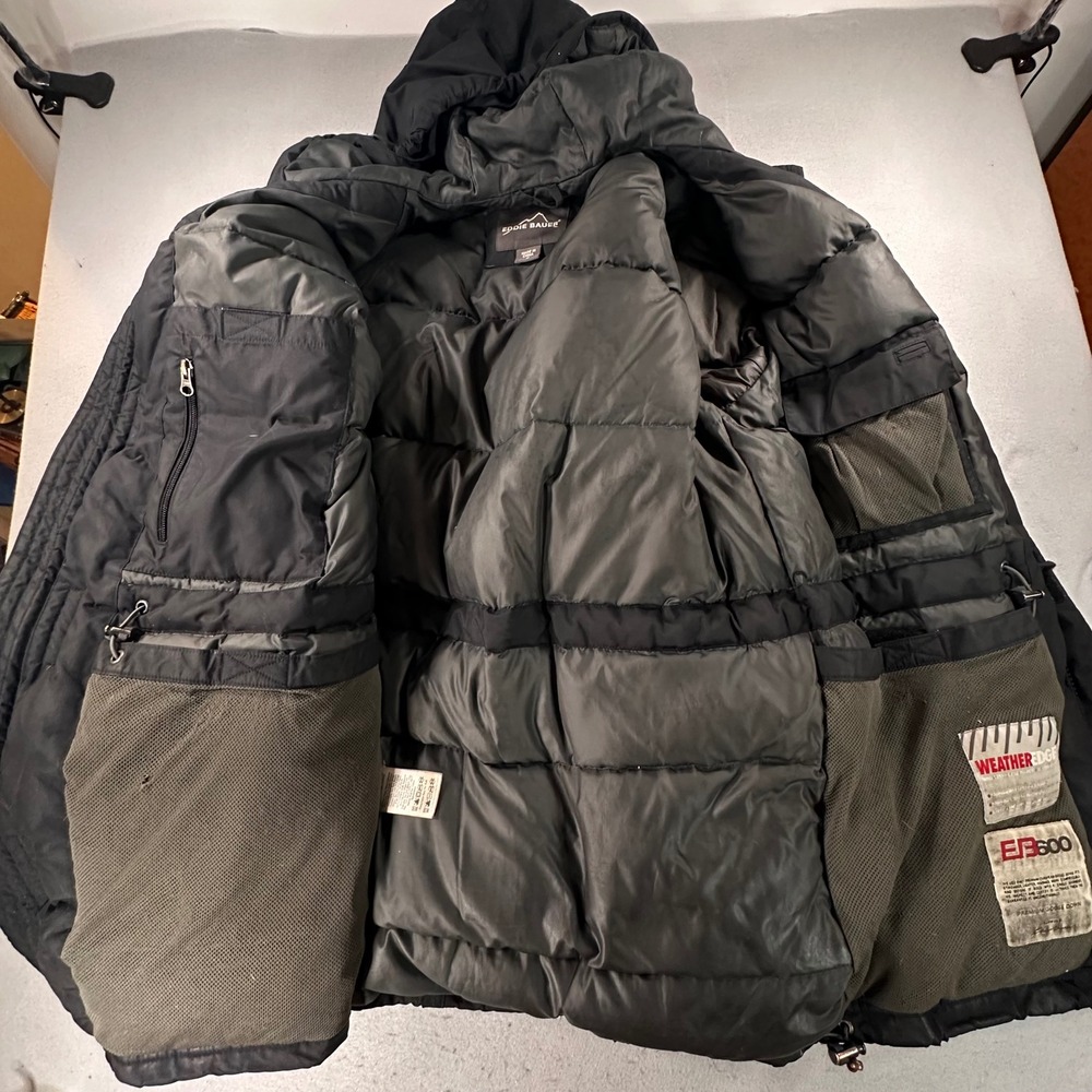 Eddie Bauer Parka Mens Black EB600 Down WeatherEdge Winter Coat Medium READ
